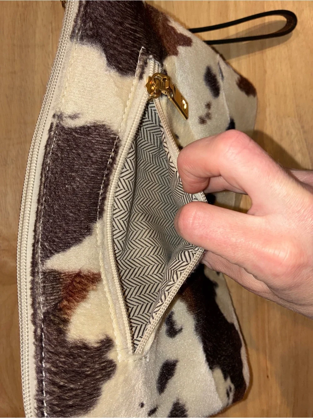 Y2K Western Cow Print Hair-On-Hide Wristlet Clutch Bag